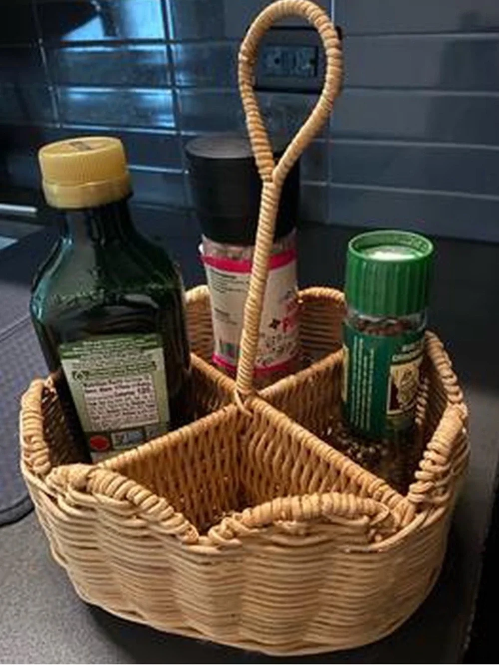 Texas House Rattan Scallop Utensil Holder, Brown, 8.25